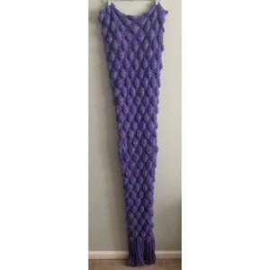 Mermaid Knit Blanket Tail Scalloped Crochet Purple